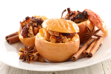 baked apple with fruit and spice