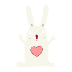 flat color style cartoon rabbit in love