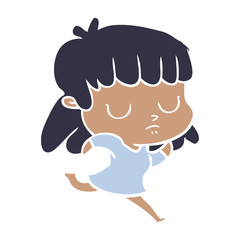 flat color style cartoon indifferent woman running