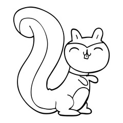 line drawing cartoon happy squirrel