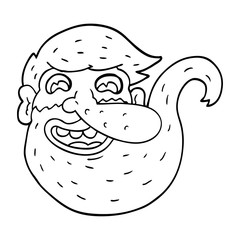 bearded line drawing cartoon man