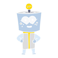 happy flat color style cartoon robot