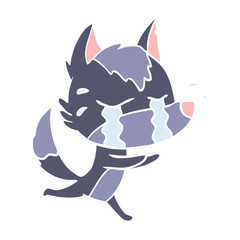 flat color style cartoon crying wolf
