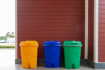 Recycle garbage bins or Sorted recycling bins in multiple color
