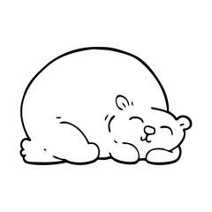 line drawing cartoon happy polar bear sleeping