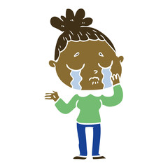 flat color style cartoon crying woman