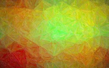 Illustration of red, green and  yellow Impasto with long brush strokes background.