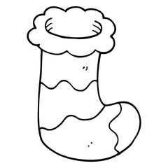 line drawing cartoon christmas stocking