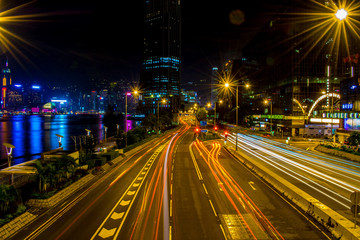 Fototapeta na wymiar Light trail Hong Kong
