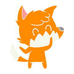 flat color style cartoon happy fox