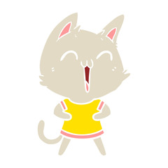 happy flat color style cartoon cat