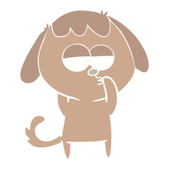 flat color style cartoon tired dog