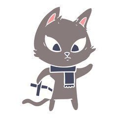 confused flat color style cartoon cat