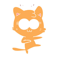 flat color style cartoon surprised cat