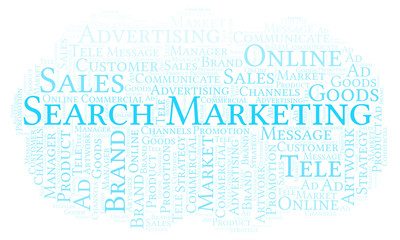 Word cloud with text Search Marketing.