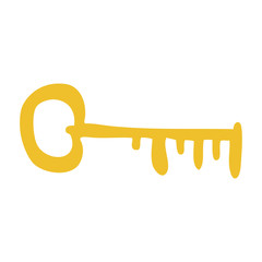 cartoon doodle gold key