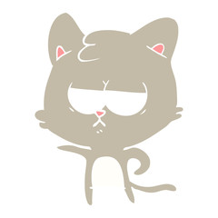 bored flat color style cartoon cat