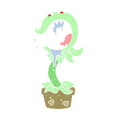 flat color illustration of a cartoon carnivorous plant