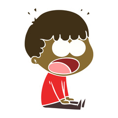 flat color style cartoon shocked man