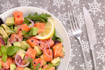 salad with salmon and avocado