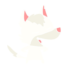 flat color style cartoon wolf laughing