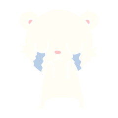 crying polar bear flat color style cartoon