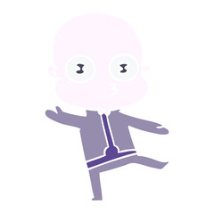 flat color style cartoon weird bald spaceman dancing