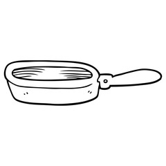 line drawing cartoon of a frying pan