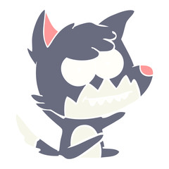 flat color style cartoon grinning fox