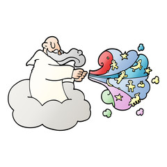 cartoon doodle god on cloud