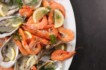 shrimp, oyster and clam