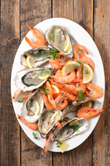 shrimp, oyster and clam