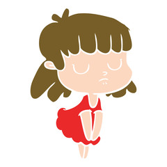 flat color style cartoon indifferent woman