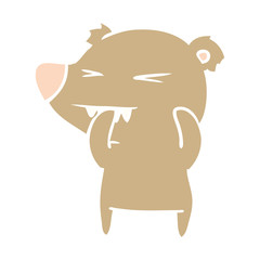 angry bear flat color style cartoon
