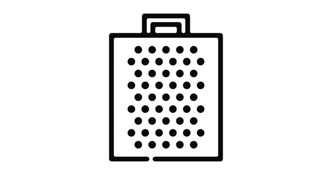 Grater line icon motion graphic animation with alpha channel.
