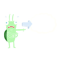 flat color illustration of a cartoon bug pointing