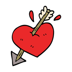 Obraz premium cartoon doodle heart shot through with arrow