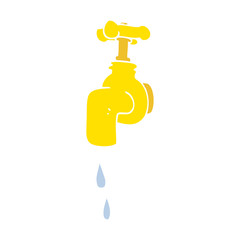 flat color illustration of a cartoon dripping faucet