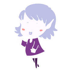 pretty flat color style cartoon elf girl
