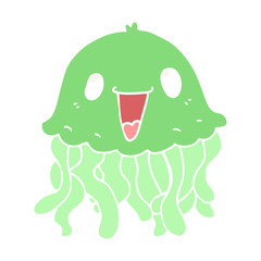 flat color style cartoon jellyfish