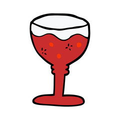 cartoon doodle red wine glass