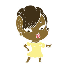 flat color style cartoon surprised girl