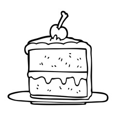 line drawing cartoon chocolate cake