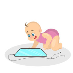 Little kid playing with a tablet computer