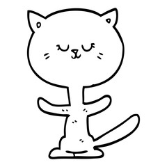 line drawing cartoon happy cat
