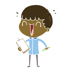 laughing flat color style cartoon man