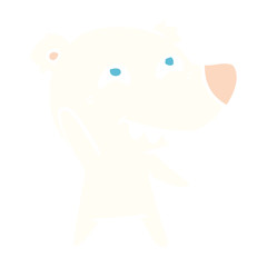 flat color style cartoon polar bear waving
