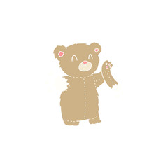 flat color style cartoon teddy bear with torn arm