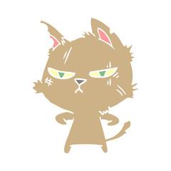 tough flat color style cartoon cat
