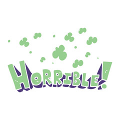 flat color illustration of a cartoon word horrible